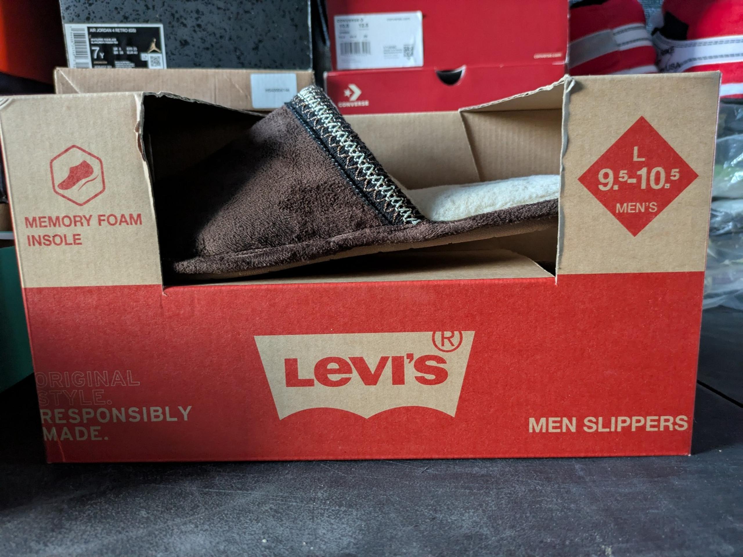 Levi's Mens Brixton Microsuede Comfort Memory Foam Rubber Sole Scuff Slipper 9.5