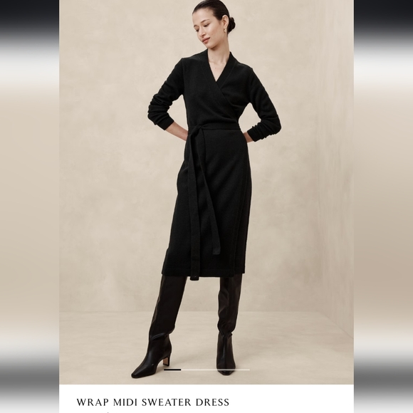 Banana Republic Wrap Knee-Length Sweater Dress, Women's Size Small NWT m…
