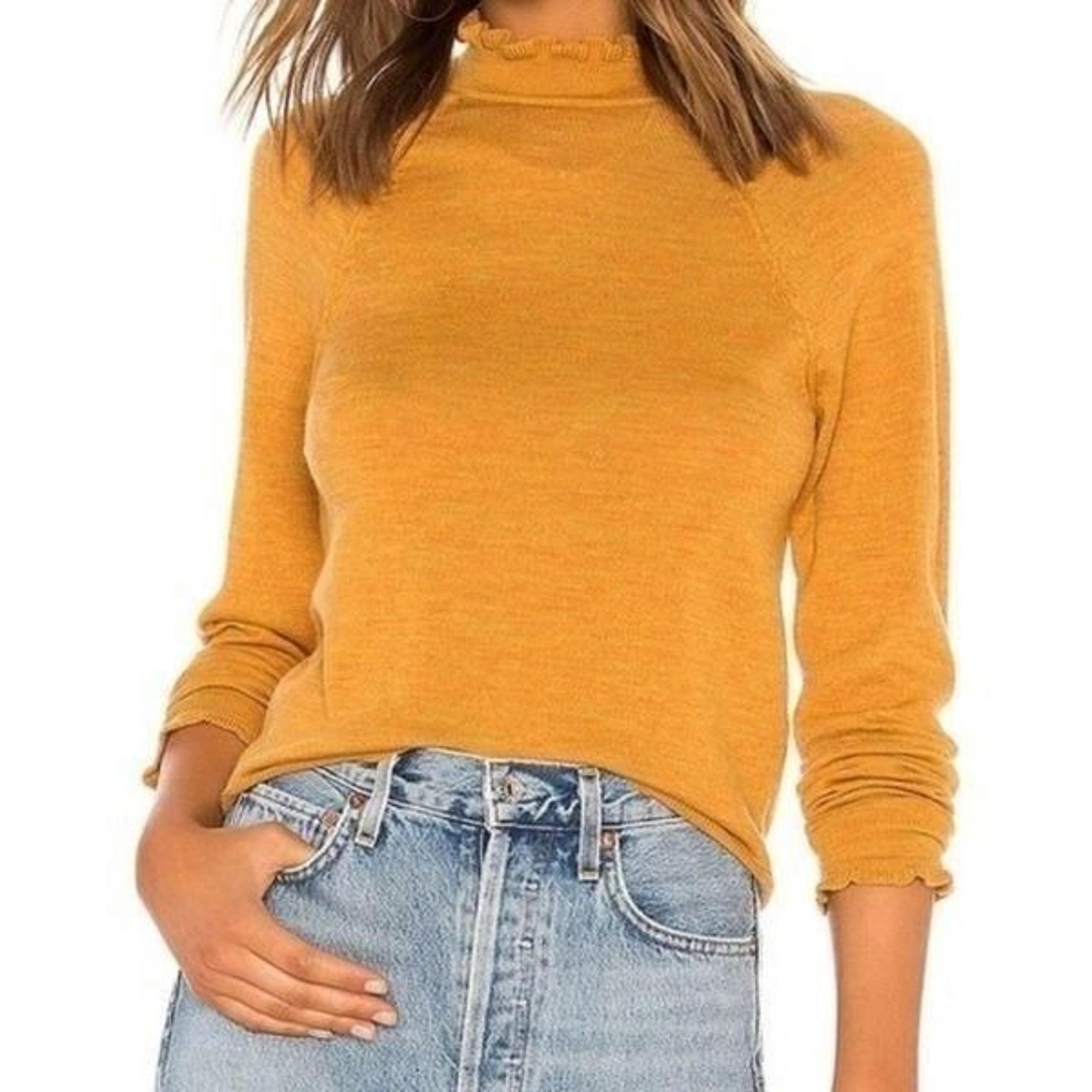 Free People Merino Wool Mock Neck Lightweight Sweater - XS