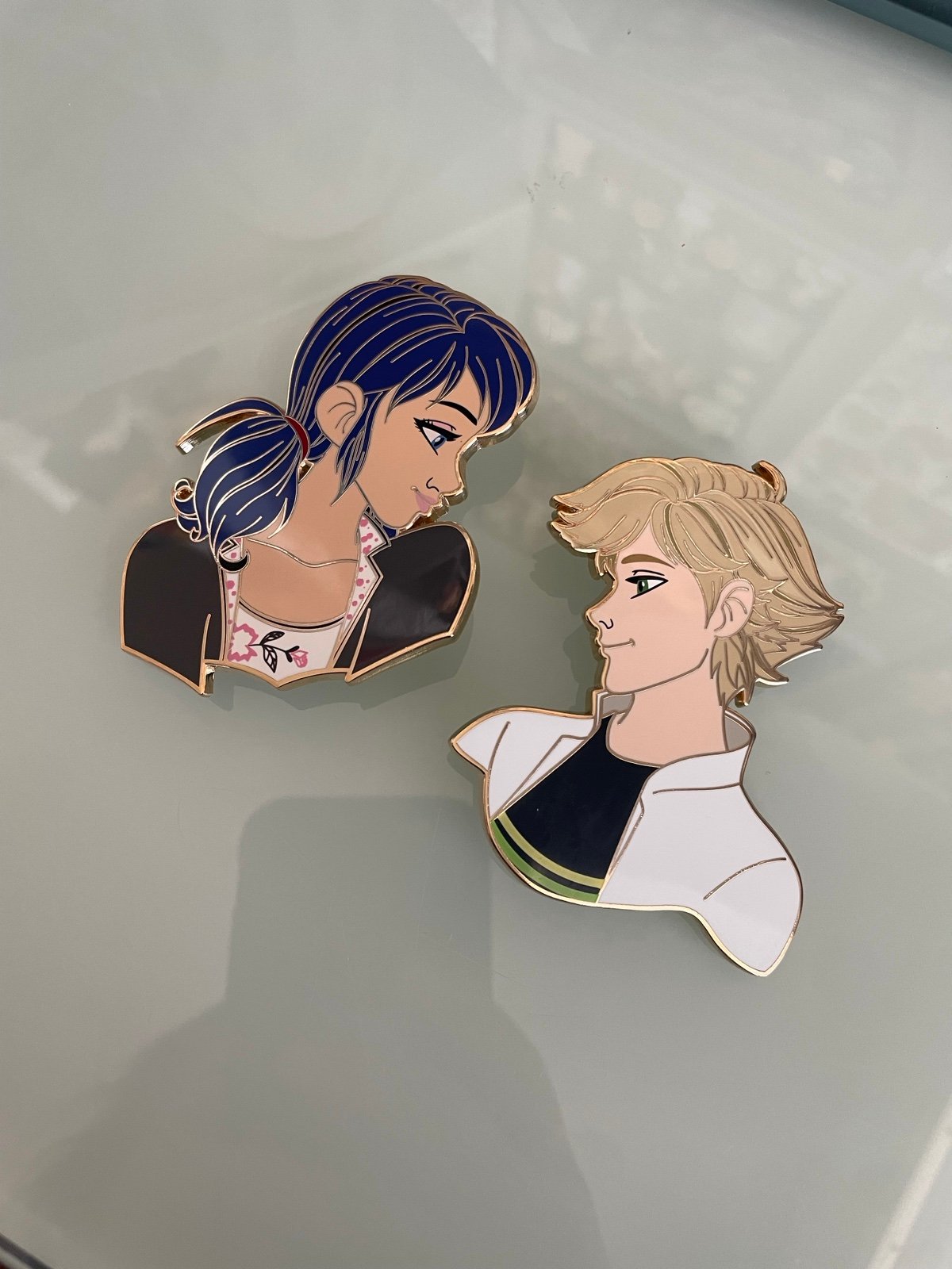 Miraculous Ladybug Marinette and Adrien Crown Series Profile Fantasy Pin Set