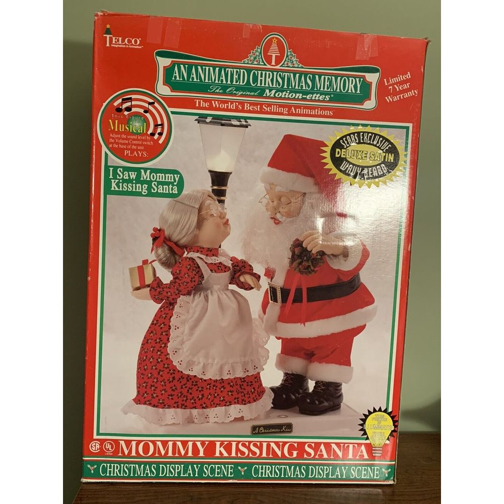 Vintage Telco Motion-ette Christmas Kiss Mommy Kissing Santa - Working!
