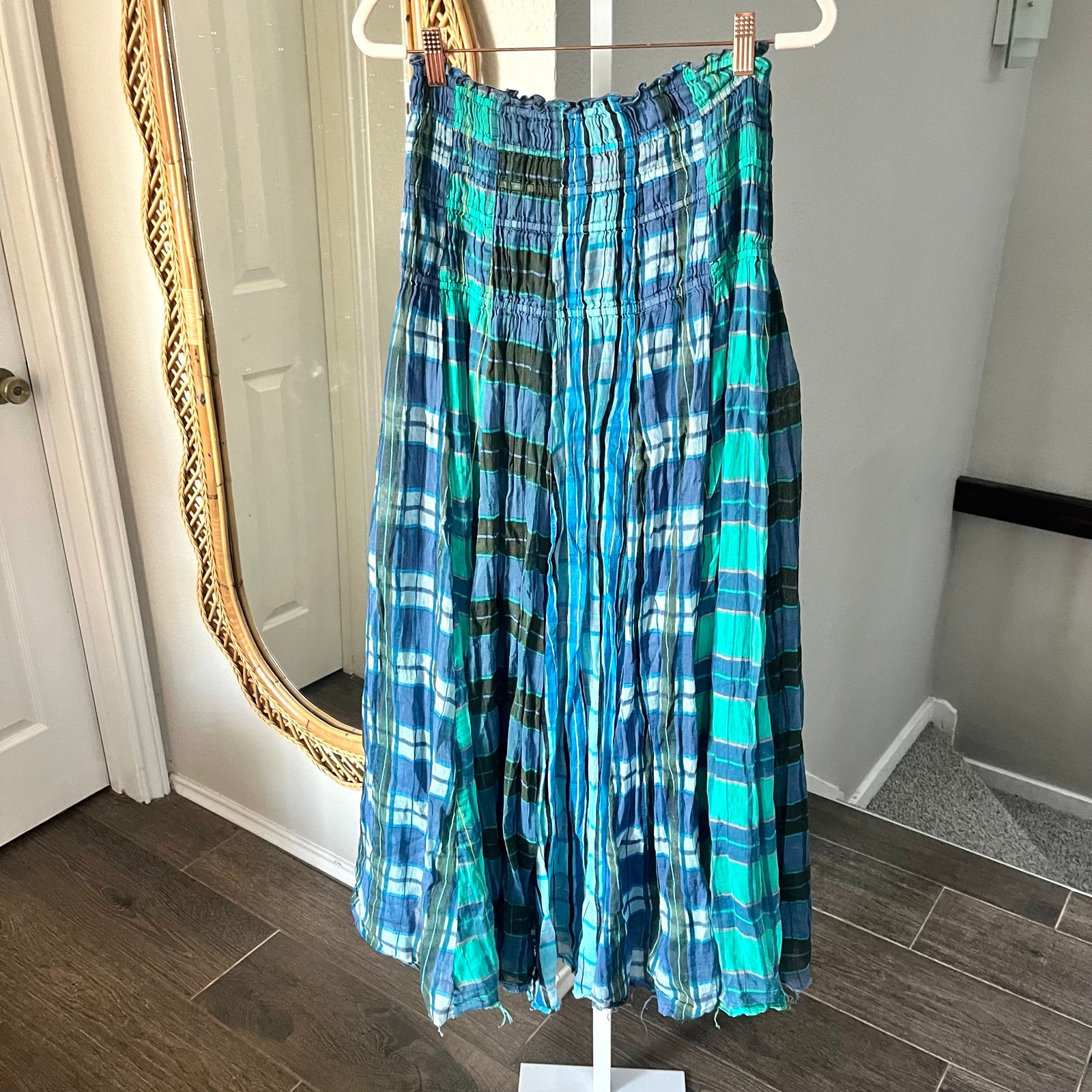 Free People Lausanne Convertible Maxi Skirt in Oxford Plaid