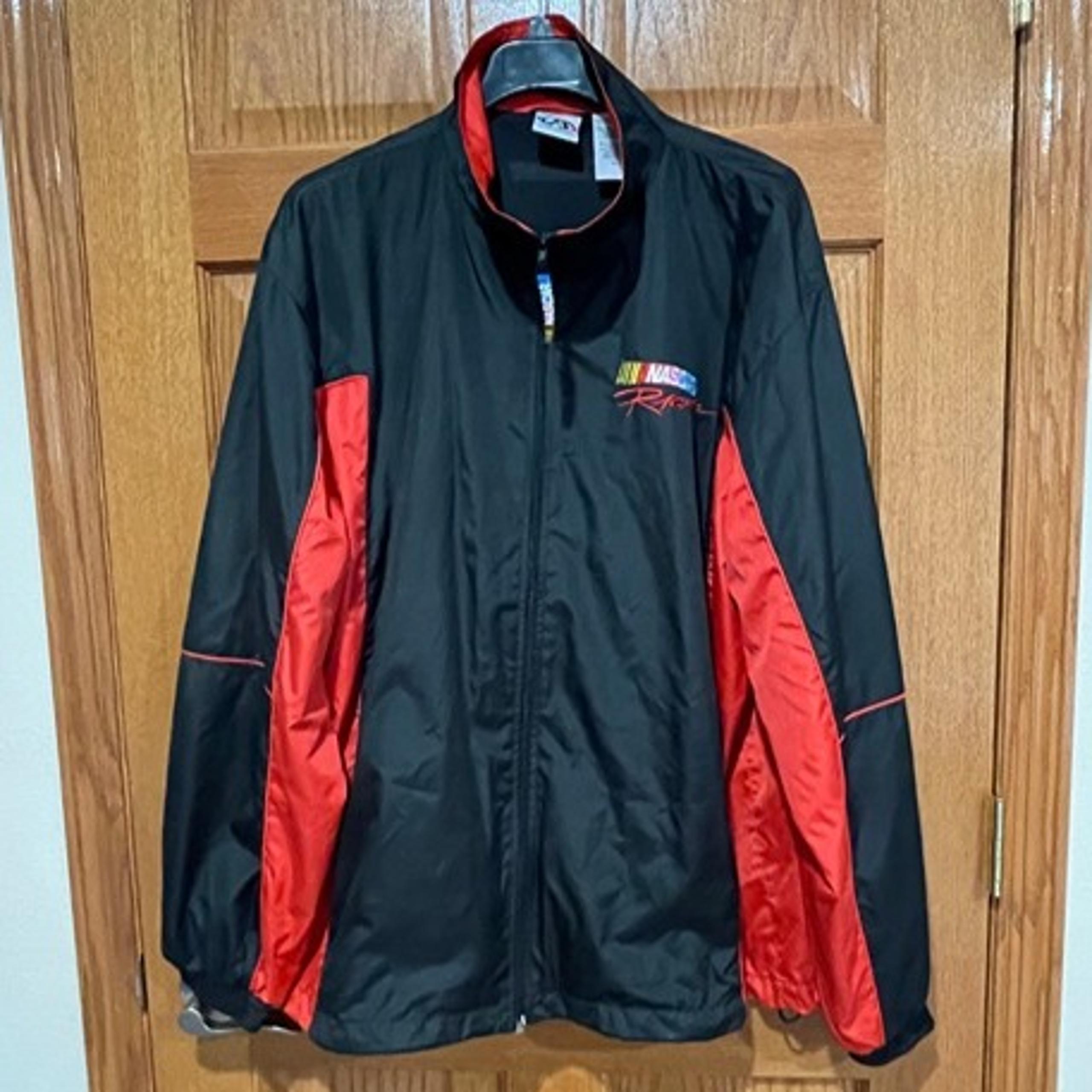 CFS NASCAR Racing Men's XL Black Red Full Zip Lightweight Windbreaker Jacket EUC