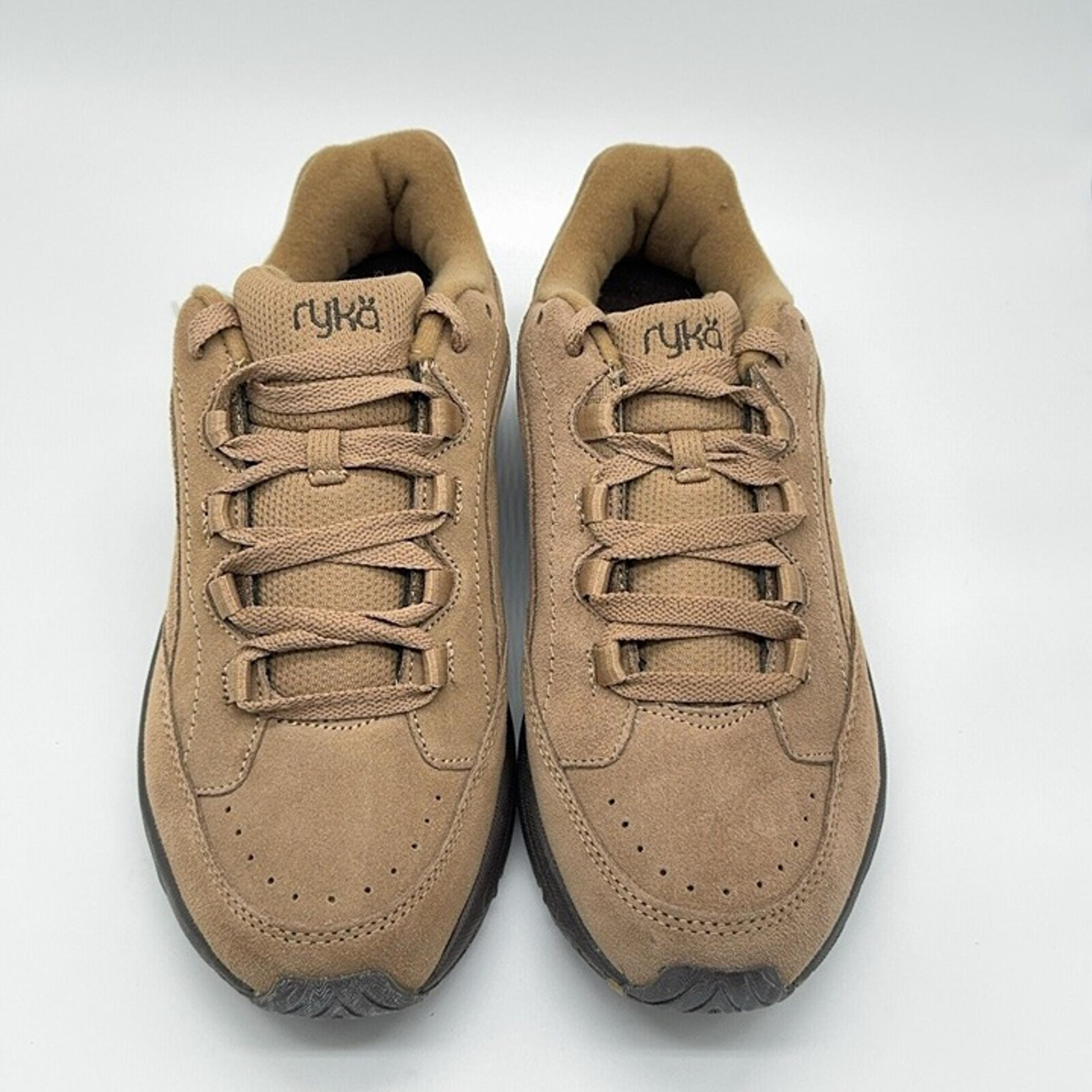 Ryka Suede Walking Sneakers Catalyst III Sand Brown Arch Support Lace Up Sz 9W