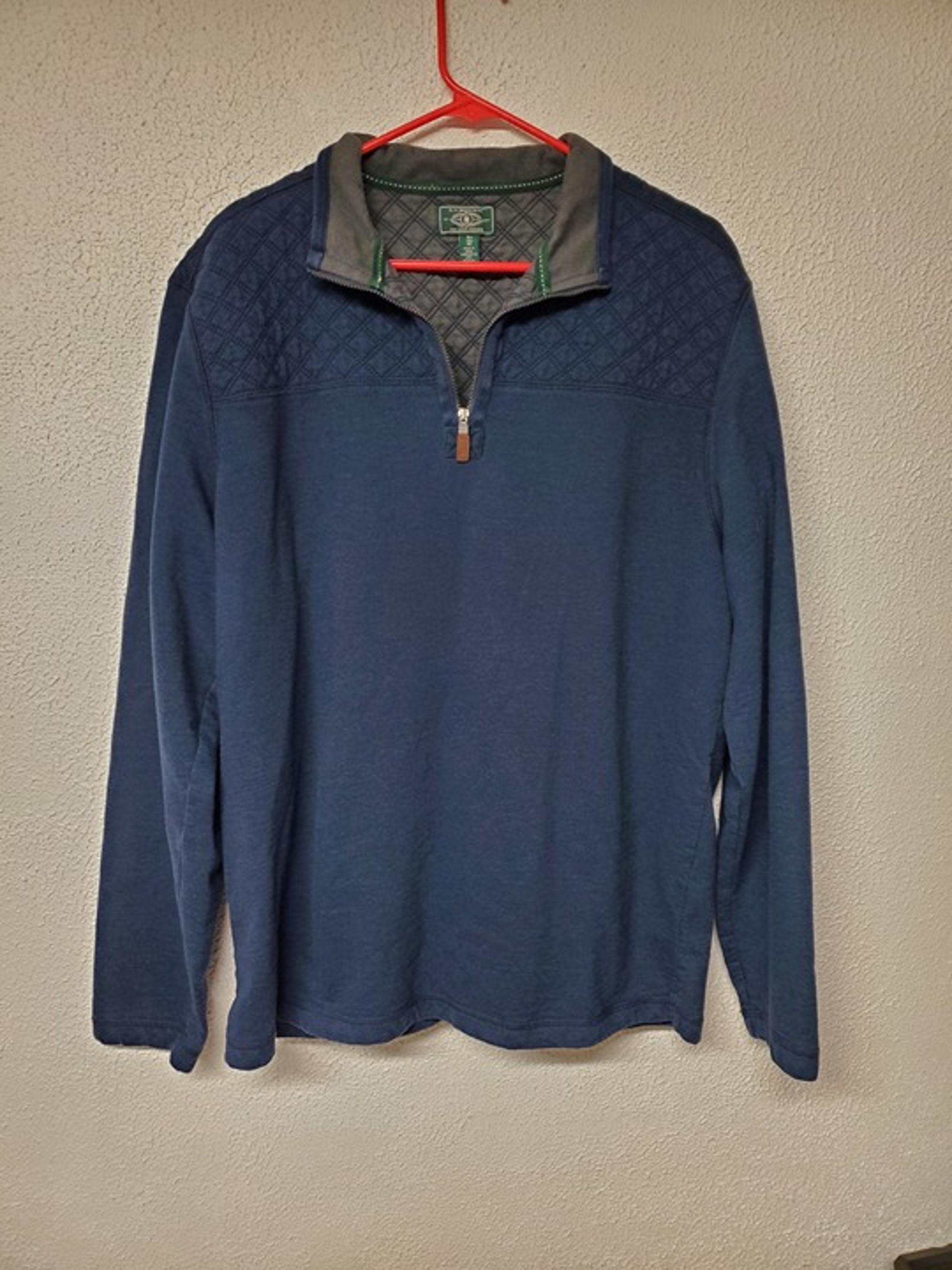Mens Tops - 1/4 Zip Pullover Men's Navy Fleece Sweatshirt Size XL - GH Bass & Co