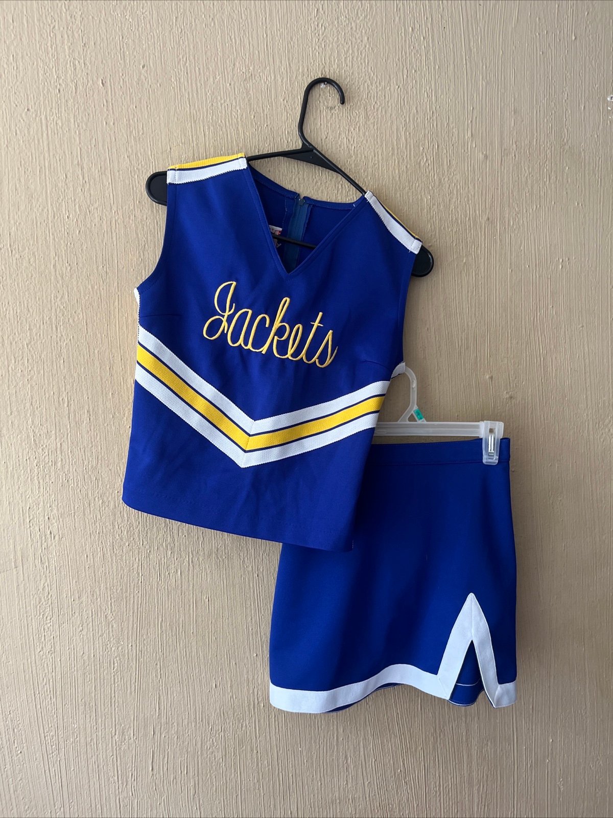 VARSITY Cheerleader Uniform Top skirt Cheer jackets blue 34 bust 26 waist