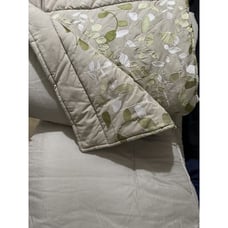 Victoria Classics Embroidered Floral Leaves King Comforter Vintage Cream green