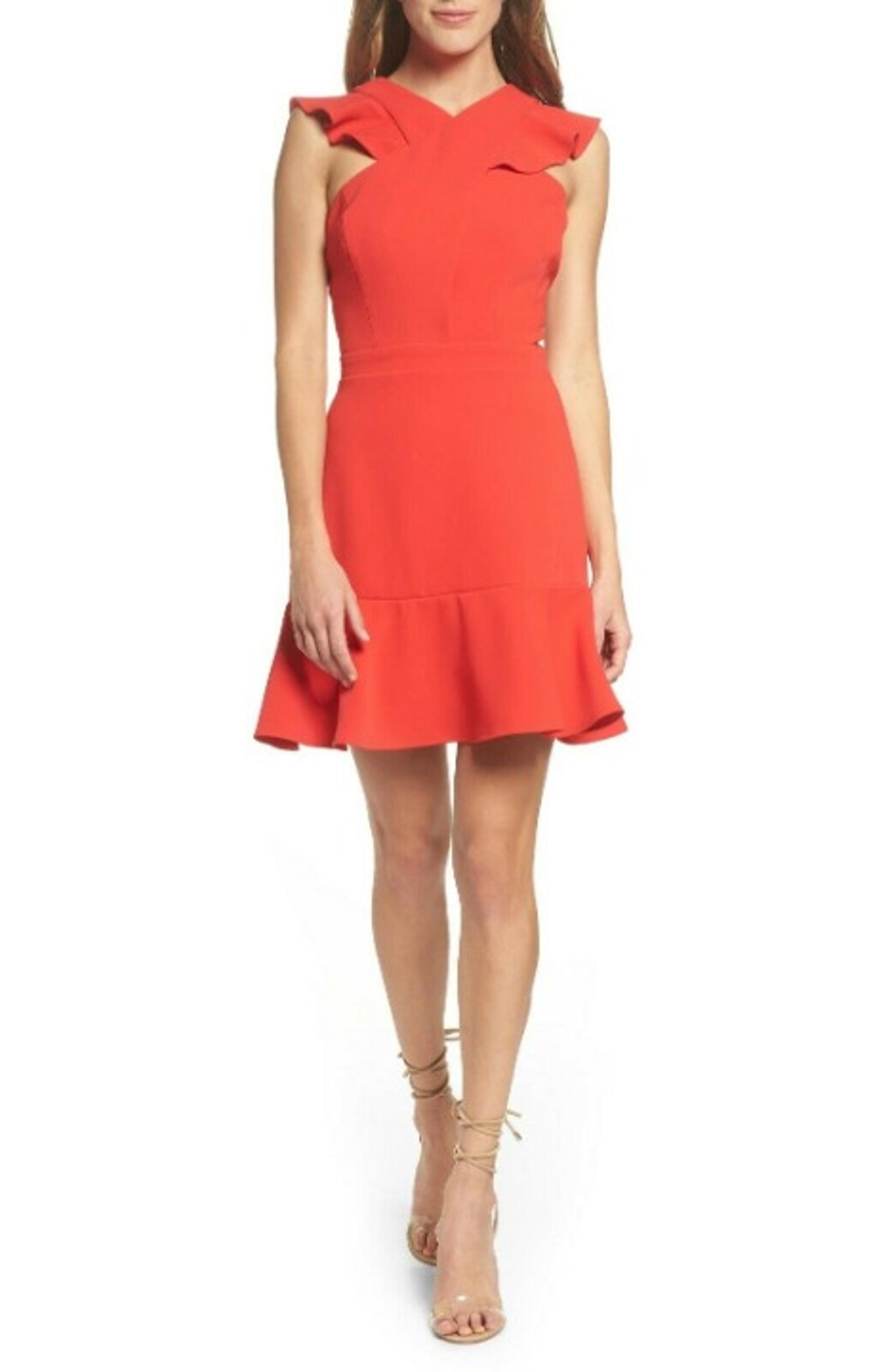 Chelsea28 Cross Front Ruffle Dress Sz L