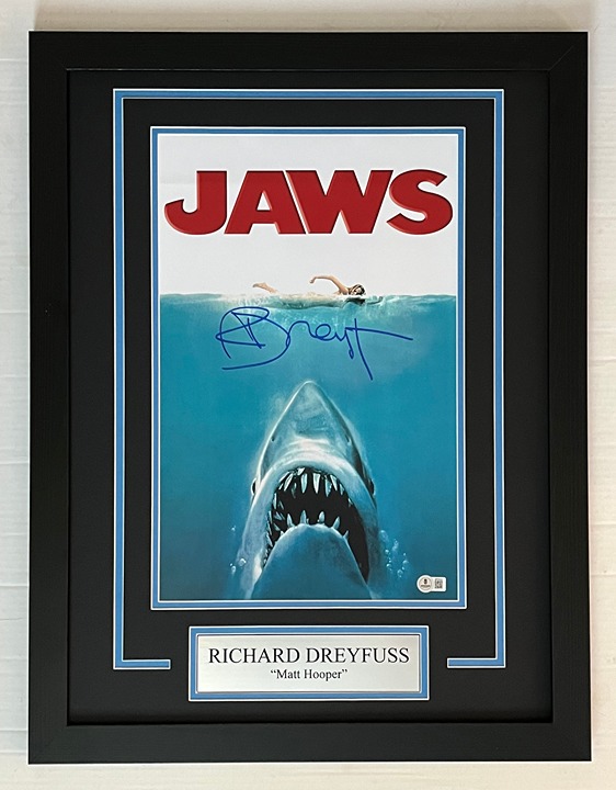 Richard Dreyfuss Autograph Signed JAWS 11x17 Movie Poster Framed Display