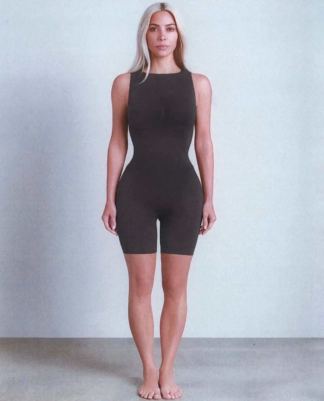 Skims Recycled Nylon Mid Thigh Onesie - Grey Chalk - S/M