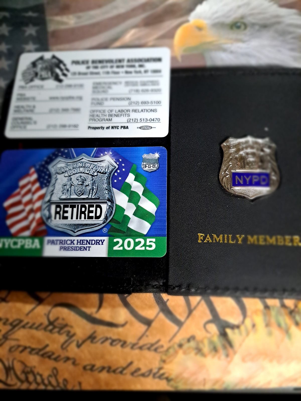 NOVELTY NYPD NYC PBA RETIRED FAMILY MEMBER WALLET FREE 2025 COURTESY UNSIGNED