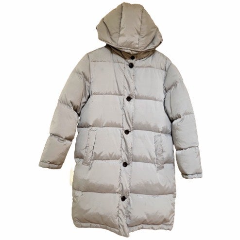 Calvin Klein silver grey long puffer down jacket coat women size 4 - super warm