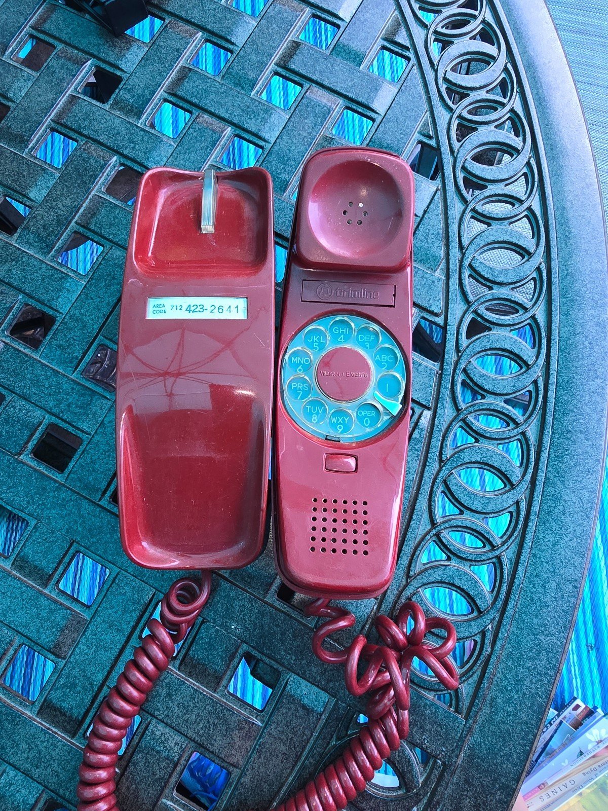 VINTAGE Red Trimline rotary phone