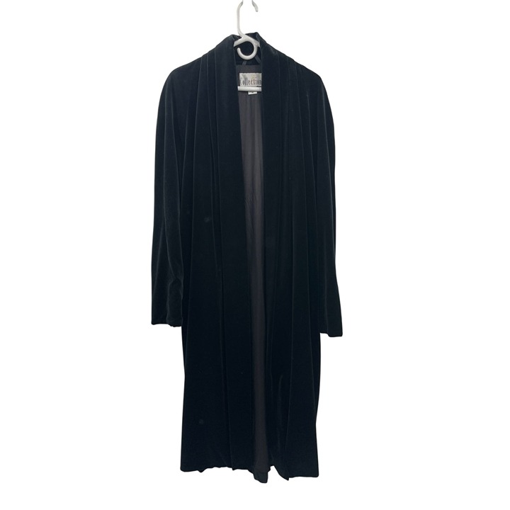 Vintage JS Collections Coat Used Womens M Used Lined Black Velvet-Like