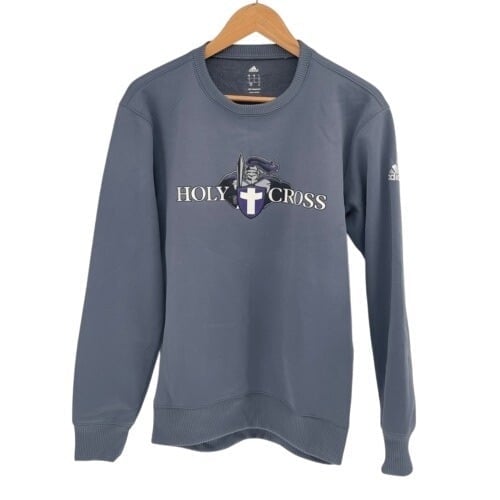 Adidas Holy Cross Crusaders Sweatshirt Men Small Gray Crewneck Performance