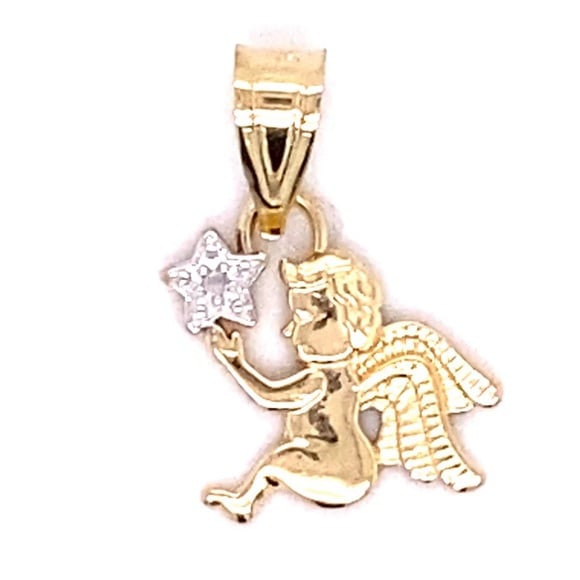 14K Gold Angel Cherub Pendant