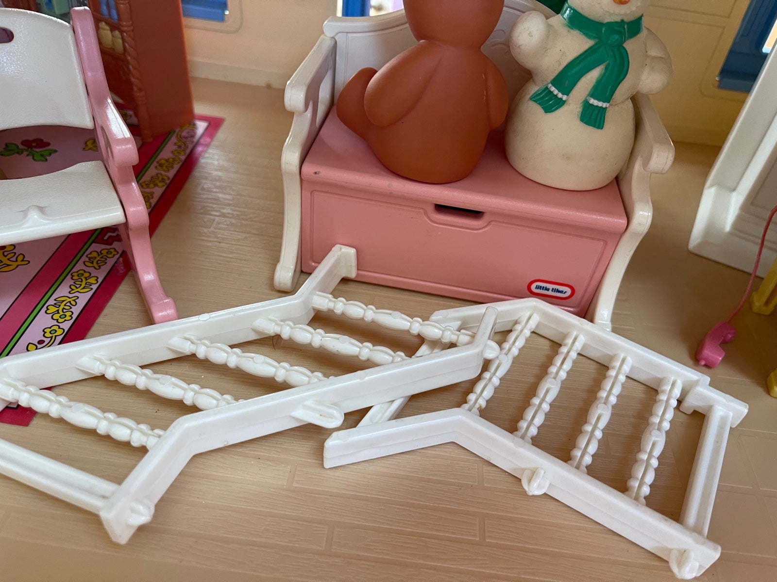 Vintage 1991 Playskool Victorian Dollhouse Replacement White Stair Rail Railings