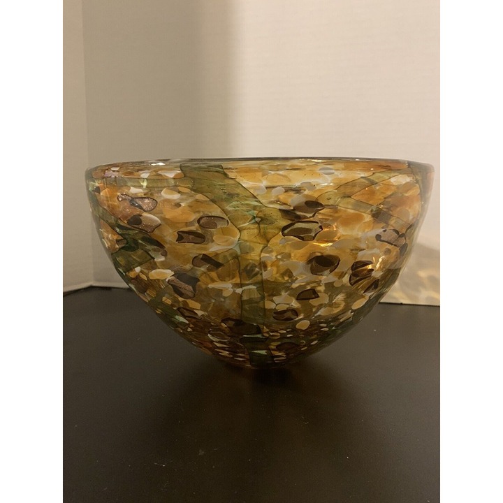 Lenox Seaview Tortoise Large Hand Blown Art Glass Bowl