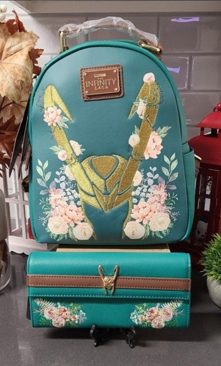 Loungefly Loki Floral Backpack/Wallet