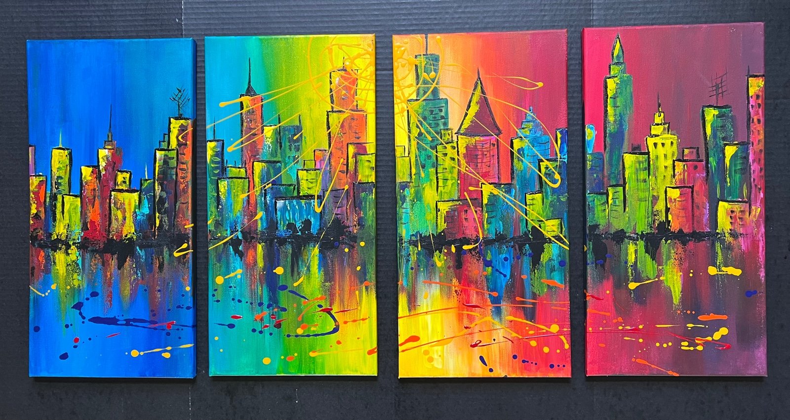 Anstract painting grouping titled “Big City”