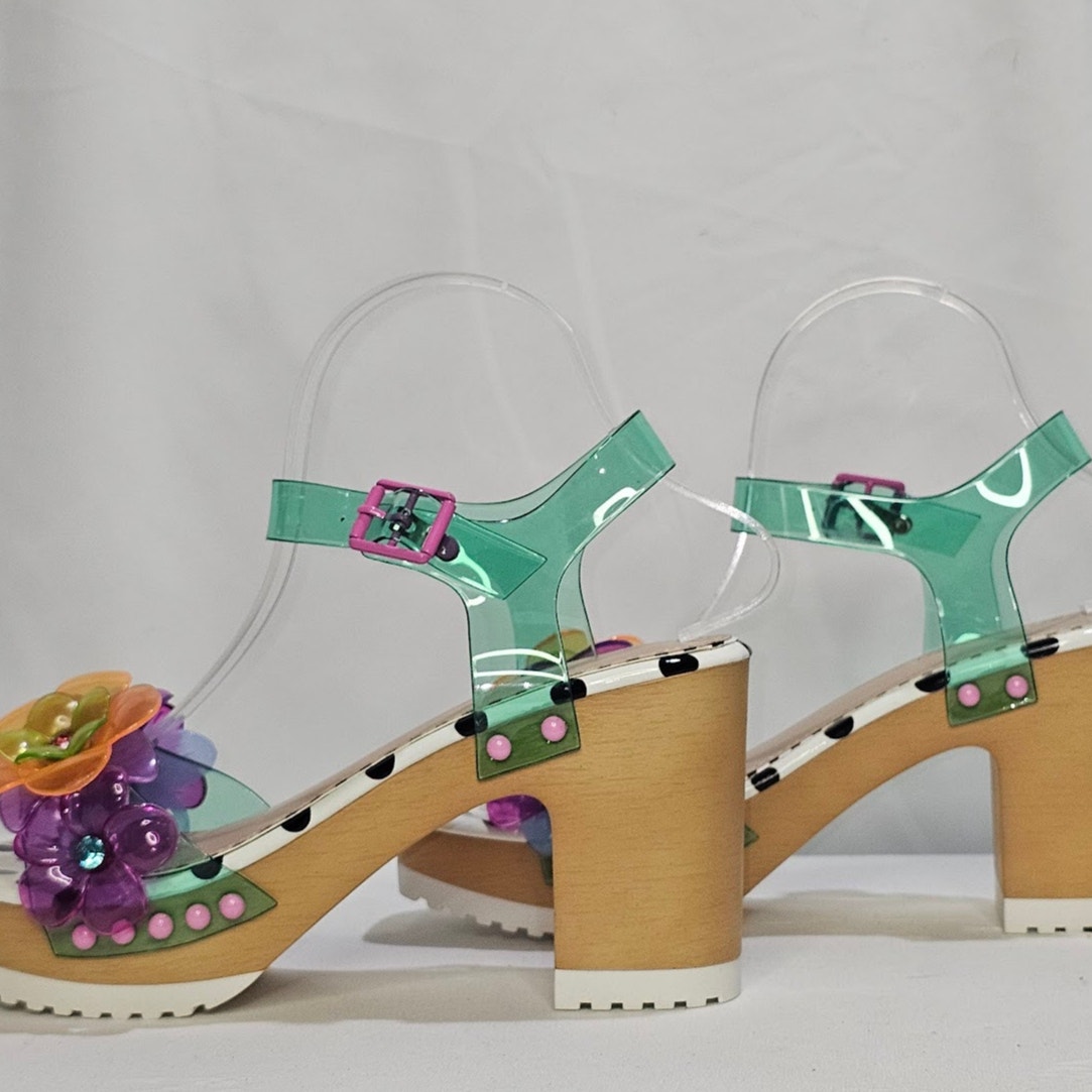 Betsey Johnson Women's Beckket Lucite Dress Sandals Size 9 Teal NWT