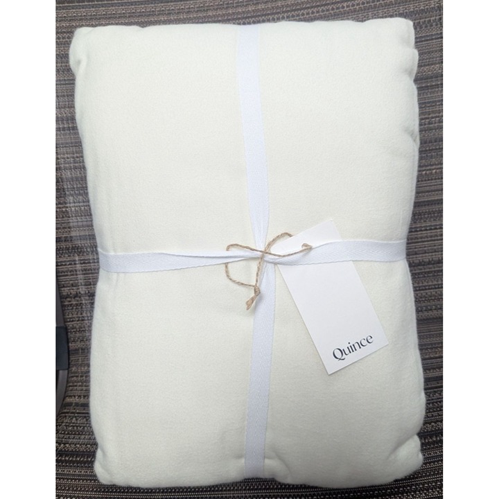 Quince 100% Luxury Organic Flannel Duvet Cover 3PC Set Ivory Size King/Cal -NEW-