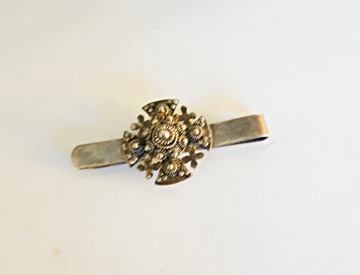 Religious vintage sterling silver boy's men's tie bar money clip