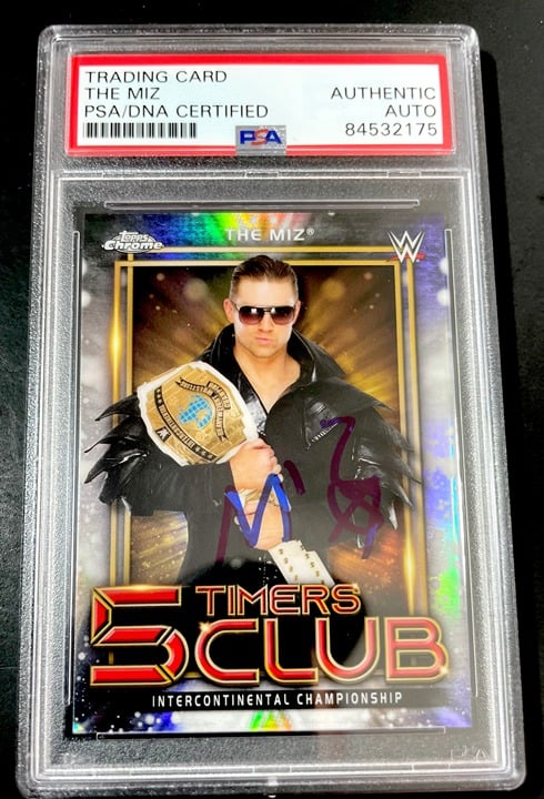 The Miz Signed 2021 Topps Chrome WWE 5 Timers Club Trading Card PSA DNA Slabbed