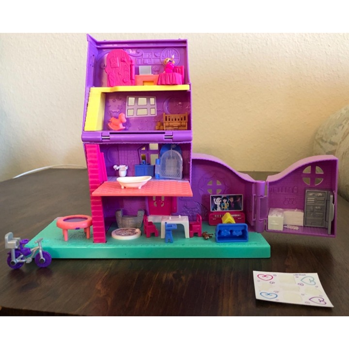 Polly Pocket Doll House with Micro Doll Bike & Furniture Transforming Pollyville