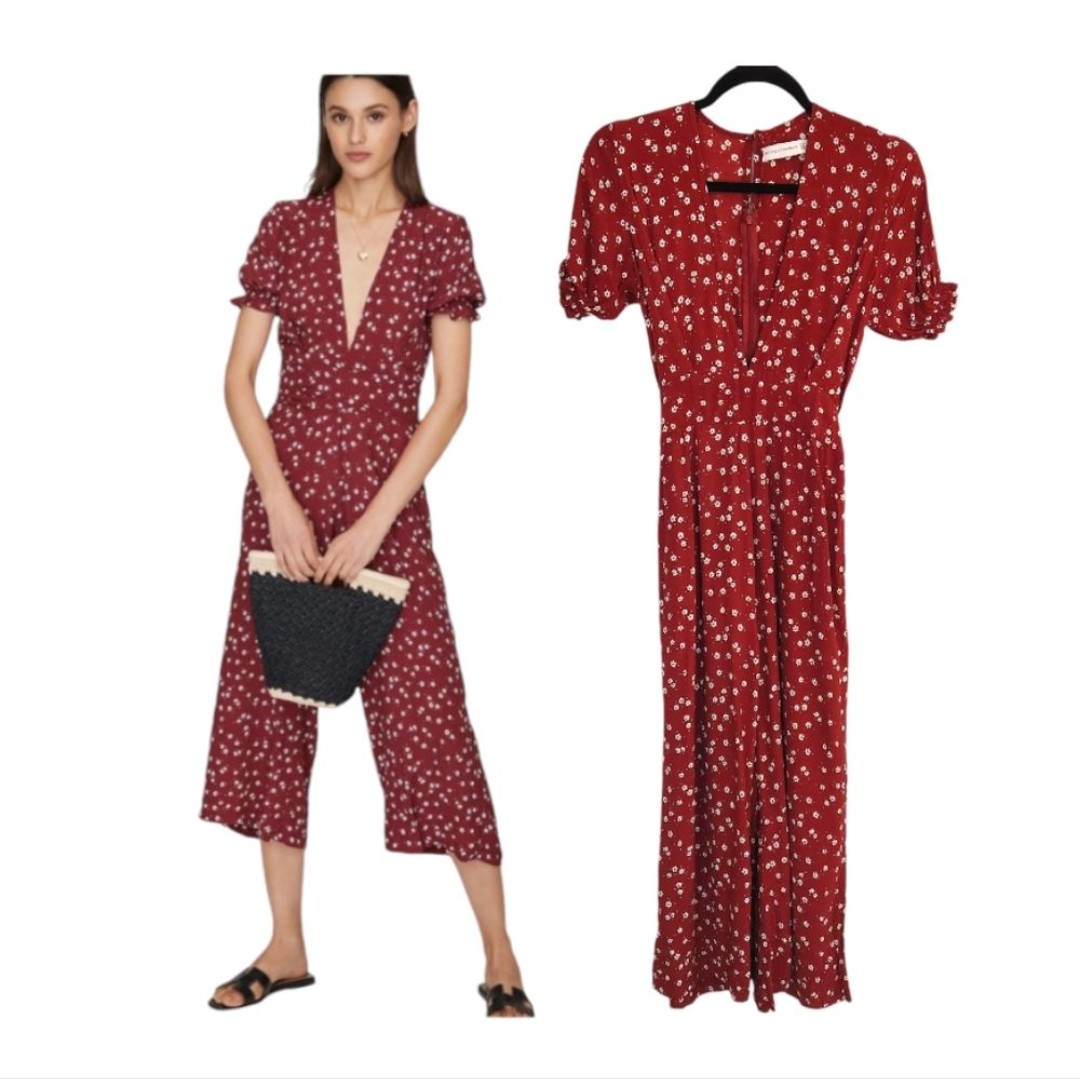 FAITHFULL THE BRAND Bonnie Berry Floral Cropped Jumpsuit size Small