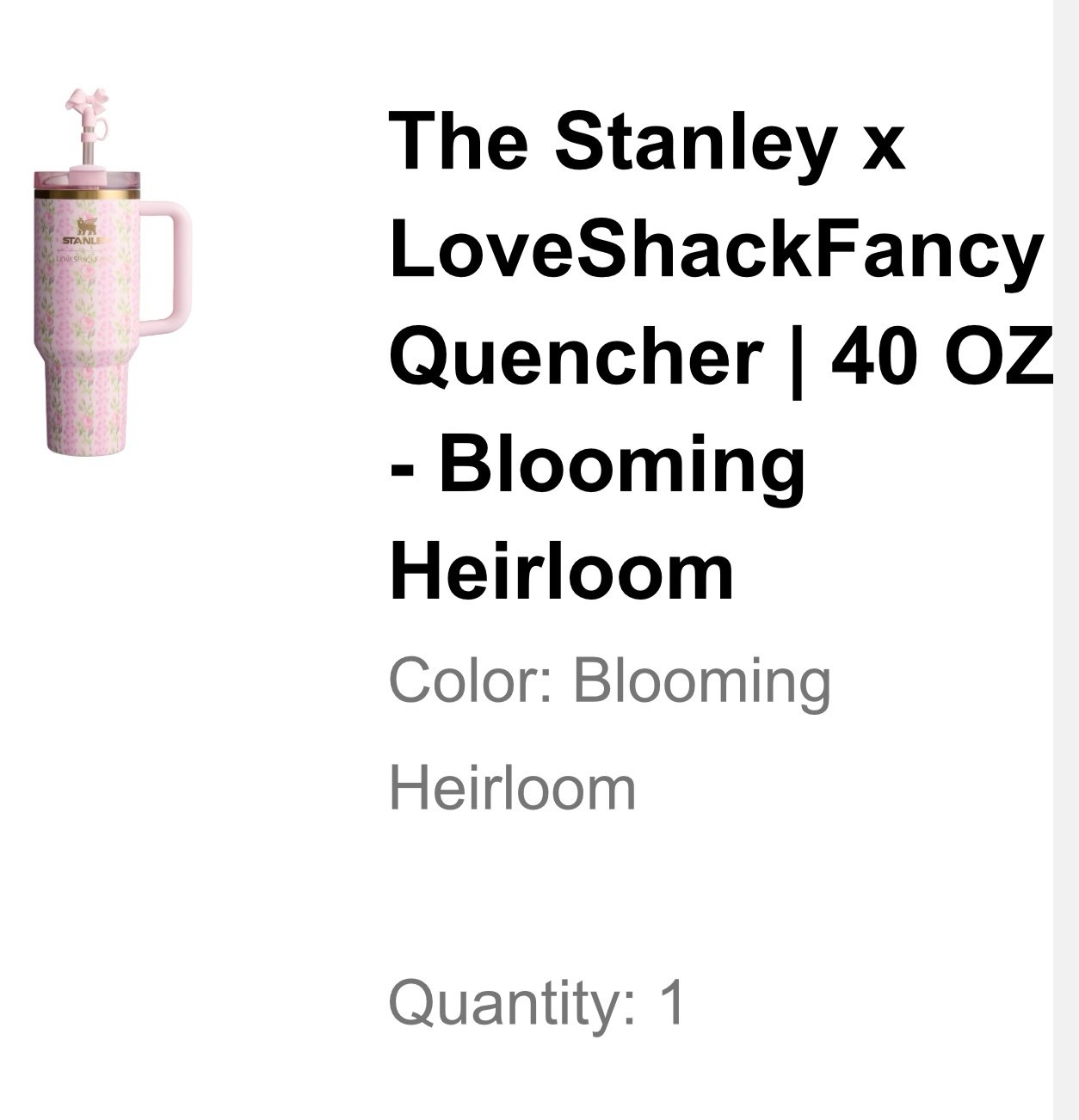 The Stanley x LoveShackFancy Quencher | 40 OZ - Blooming Heirloom