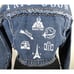 Women's Custom Denim Jacket Studded Travel Art Size Petite M
