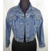 Women's Custom Denim Jacket Studded Travel Art Size Petite M