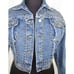 Women's Custom Denim Jacket Studded Travel Art Size Petite M