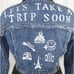 Women's Custom Denim Jacket Studded Travel Art Size Petite M