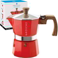 Best Tasting Stovetop Coffee Maker Moka Italian Espresso 3 Cup size 5oz RED