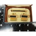 Hickok Cufflinks & Neck Tie Clip Set Rectangle Leather Top Vtg Gold Tone Tux IOB