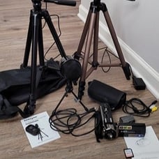 Video Digital Camera, Microphone, ring light, tripods