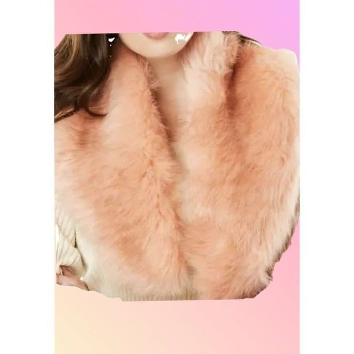 Roaman's Pink Blush Faux Fur Lined Adjustable 40 Neck Scarf