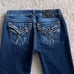 Miss Me Womens Boot Jeans size 30 Mid Rise Slim Boot Rhinestone Embellished Blue