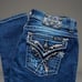 Miss Me Womens Boot Jeans size 30 Mid Rise Slim Boot Rhinestone Embellished Blue