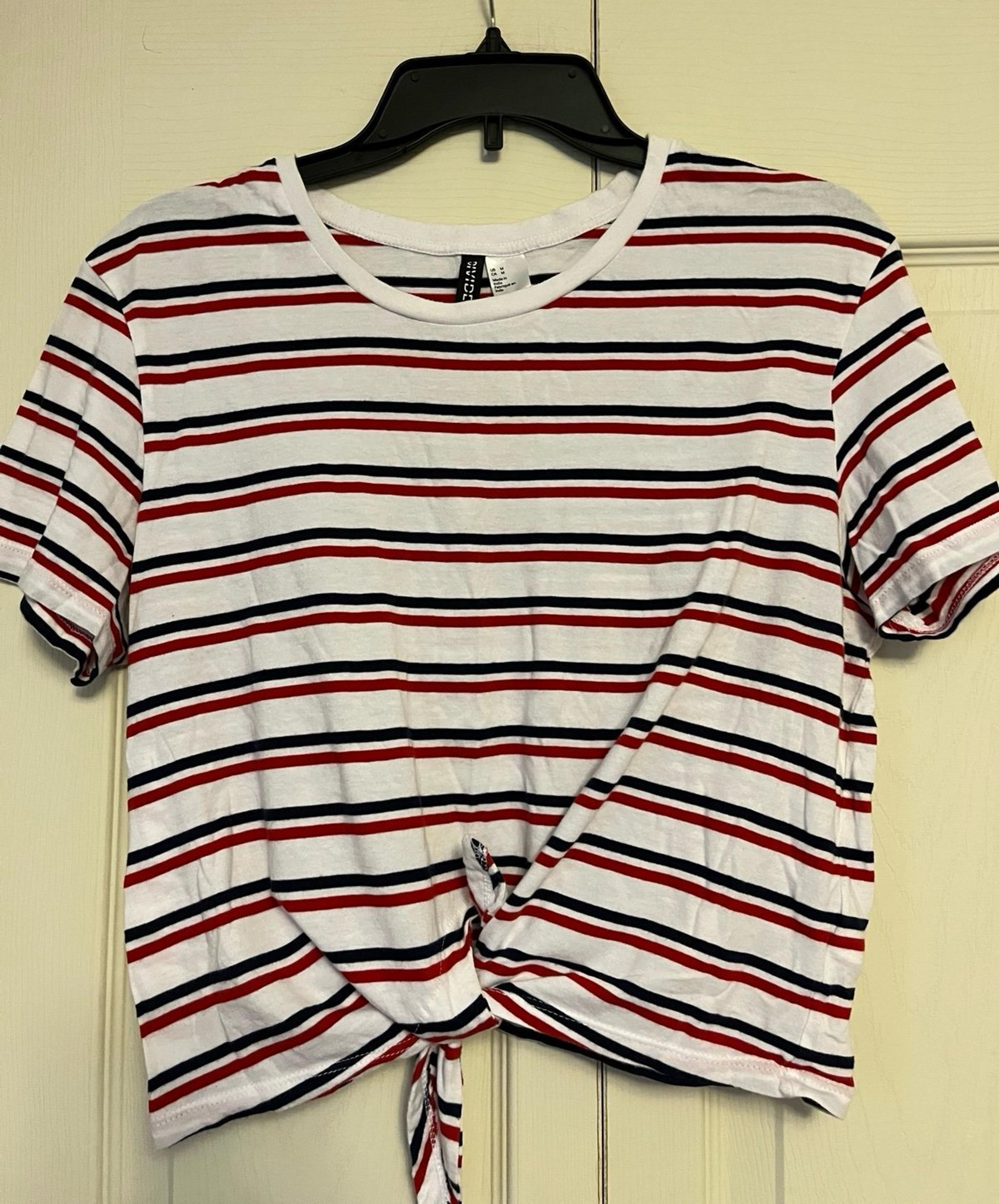 H&M Women’s  Short Sleeve Stripe Shirt, Size M