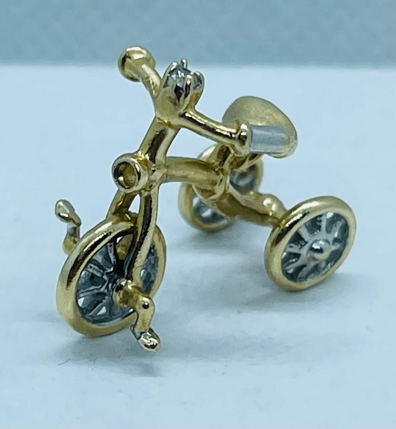 14 K yellow gold white gold diamond .05 twc tricycle 3D charm/pendant 3.3 grams