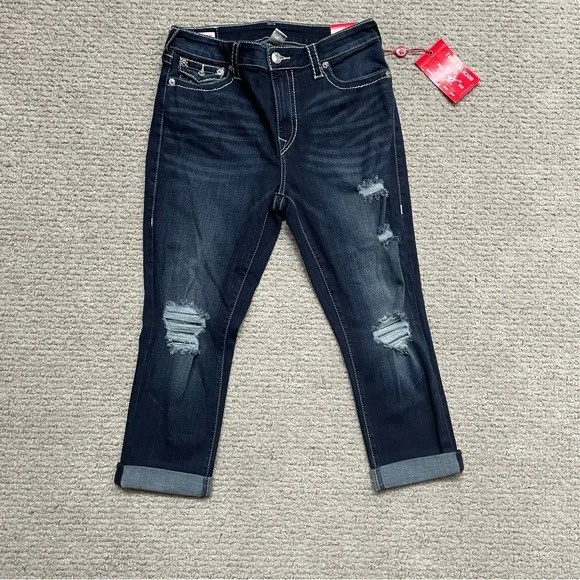 True Religion Women's Jennie Curvy Mid Rise Capri | Size 33