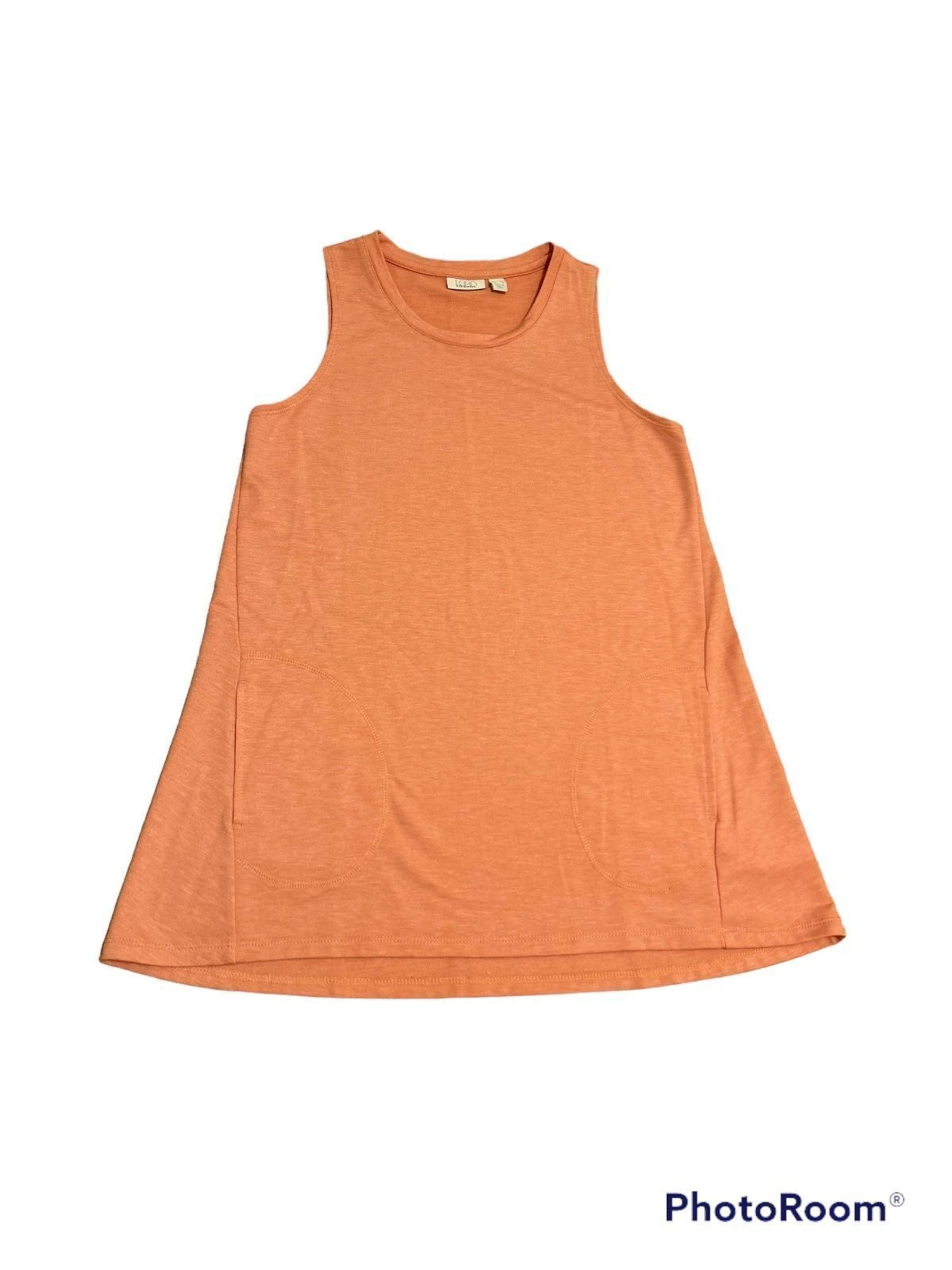 Logo by Lori Goldstein peach sz small dress or long tunic top. 2 front pockets.