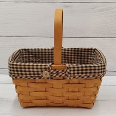 “Longaberger” Classic Spring Basket w/ Gingham Lining – NEW