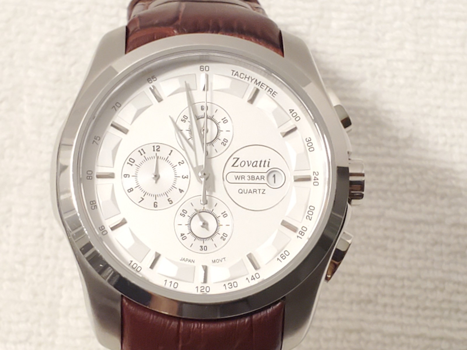 Zovatti Aeronautica Men's Chronograph Date Watch Brown Leather Strap S Steel