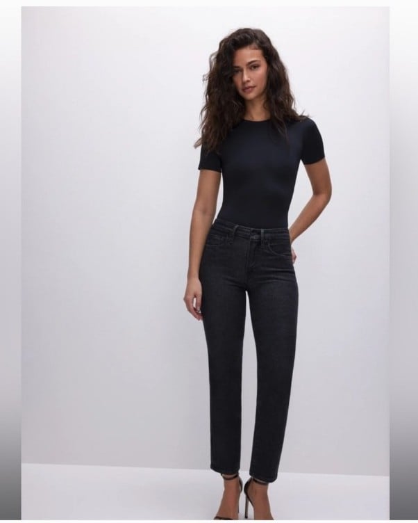 Good American Good Legs Straight Black 255 Jeans 6-12