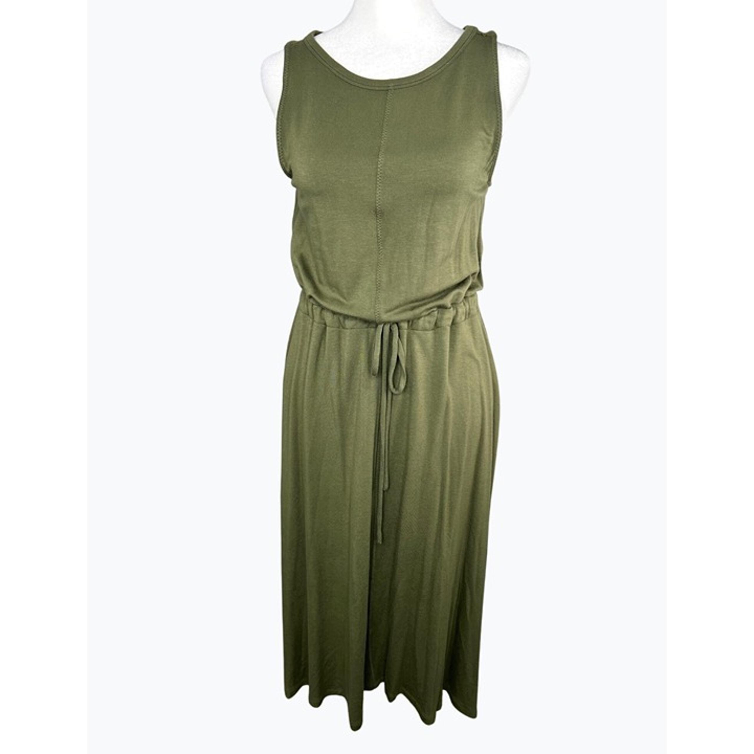 The Limited Olive Green Sleeveless Midi Dress W/ Drawstring Waist Medium