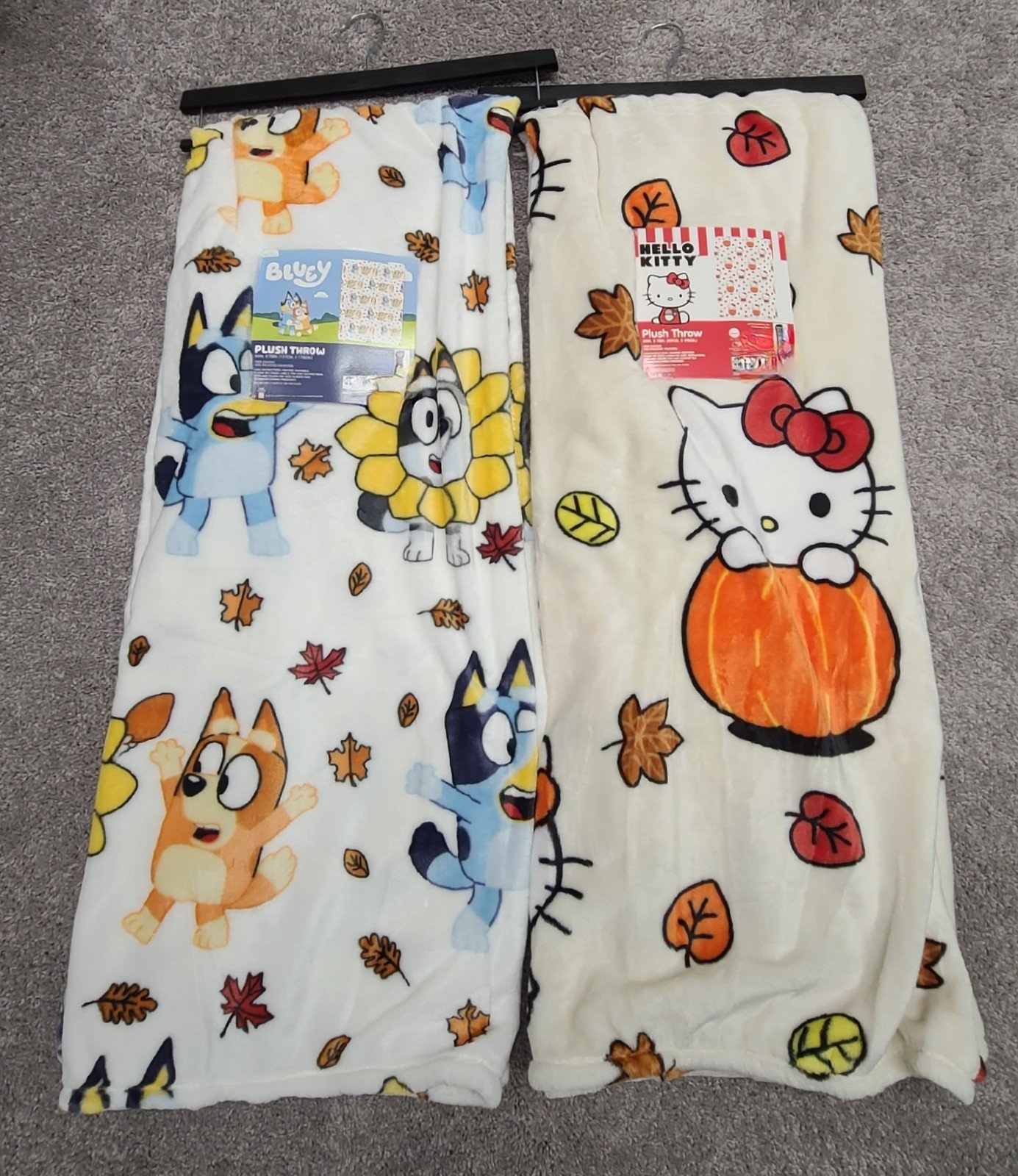 Hello Kitty and bluey throw blanket